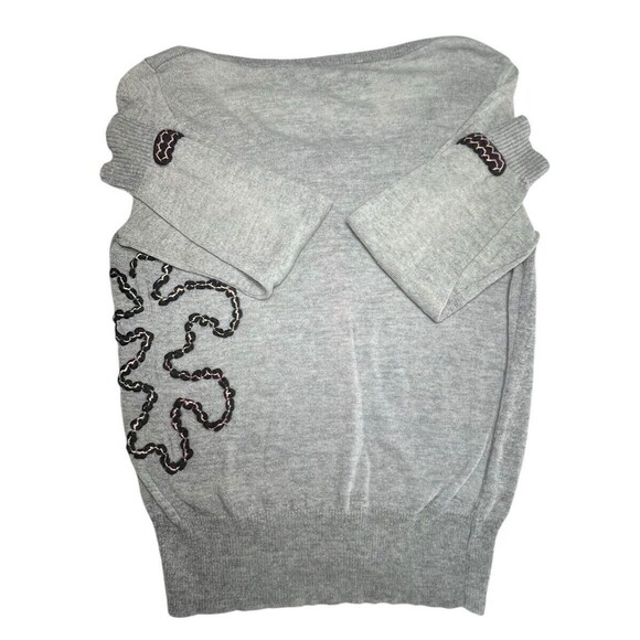 Karen Nicol Anthropologie Cardigan Sweater Women's Size M Gray Black&pink Detail - Picture 4 of 7